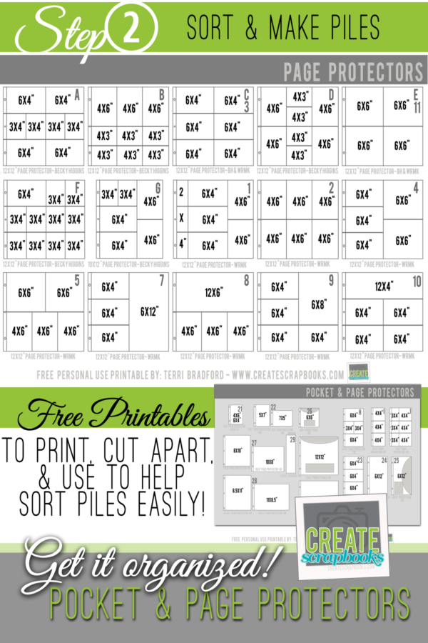 Step 2: FREE printables from CreateScrapbooks.com to organize your pocket and page protectors for project life!