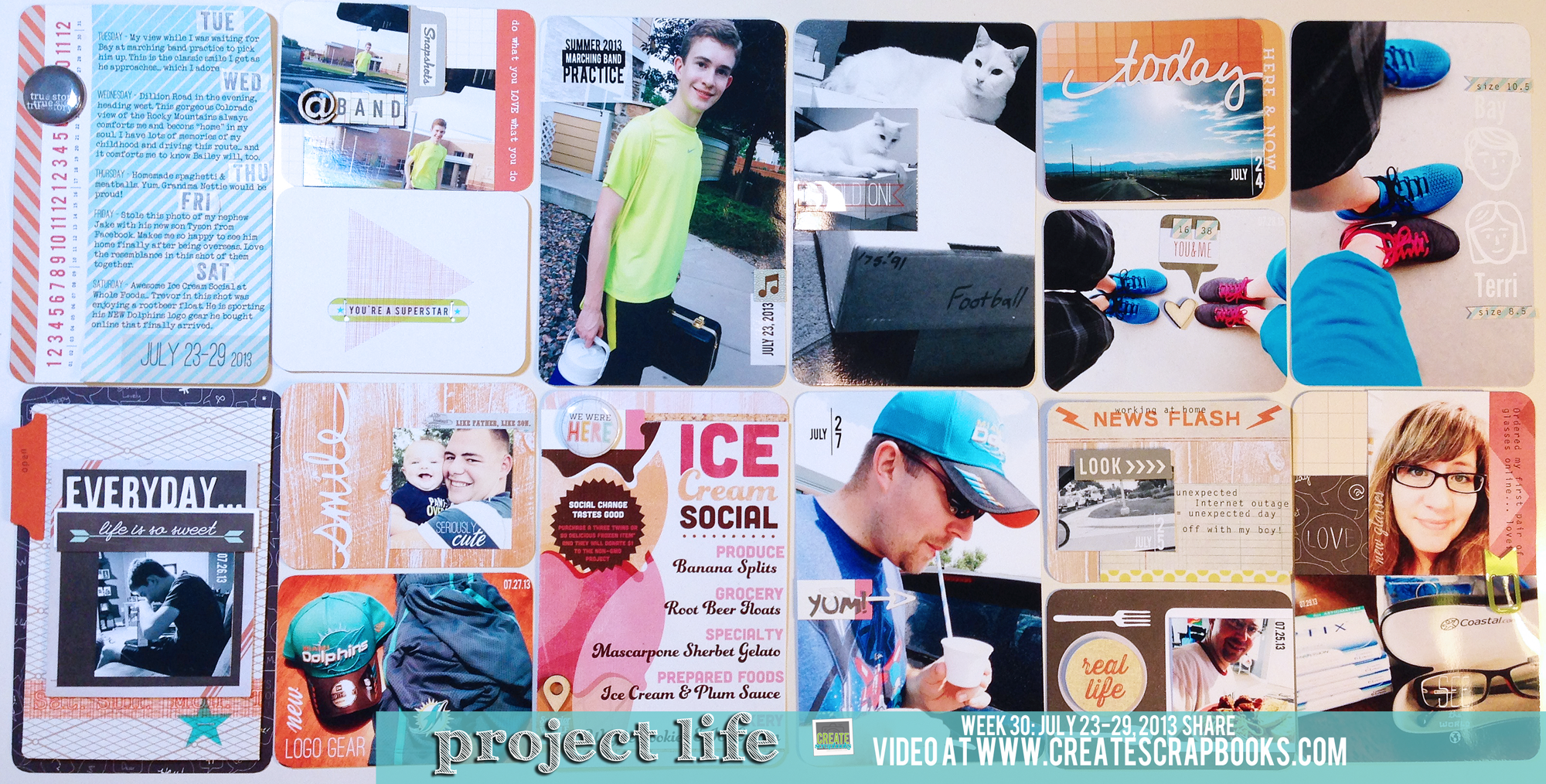 Project Life 2013 Week 30 Process Video and Scrapbook Layout using Design D Protectors