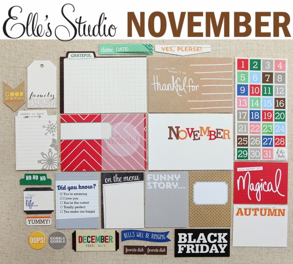 Create Scrapbooks What's Inside Video of Elleâ€™s Studio: November 2013 Elleâ€™s Studio Monthly Kit (Exclusive Project Life Cards/Tags, Paper Embellishments + Die Cuts)